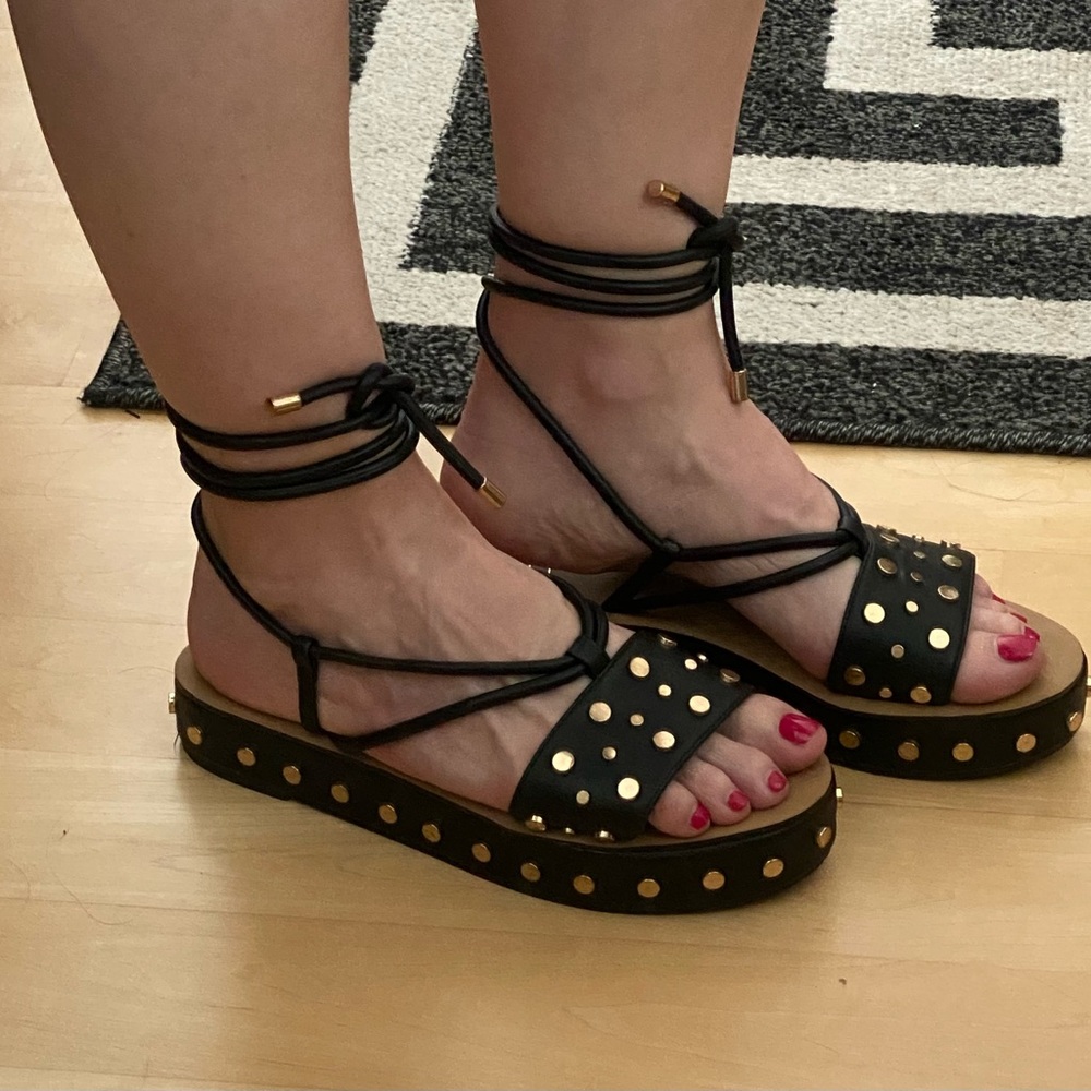 Misguided studded ankle strap platform sandal size 8